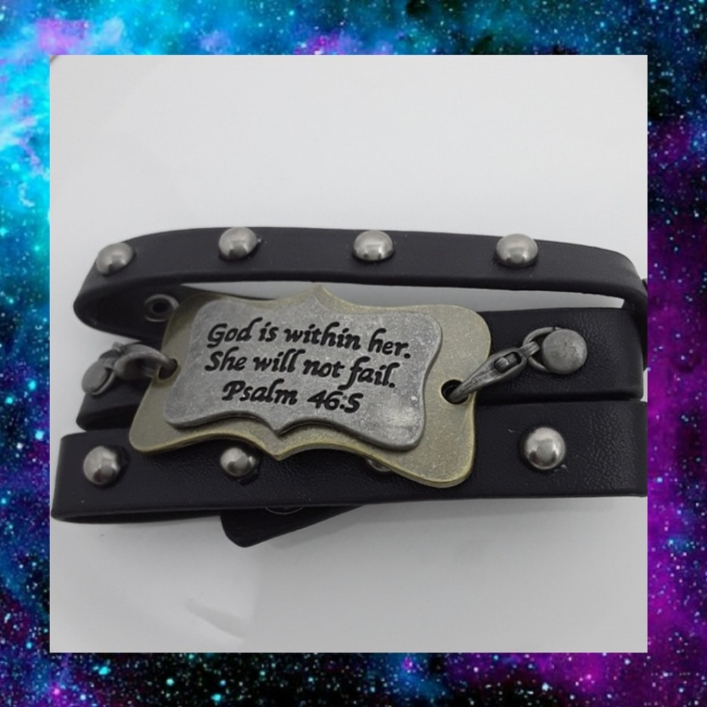 God is Within Her Leather Wrap Bracelet - Picture 1 of 4